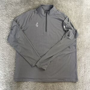 Under Armour Heatgear Loose 1/4 Zip Pullover Athletic Top Gray & White Men's XL